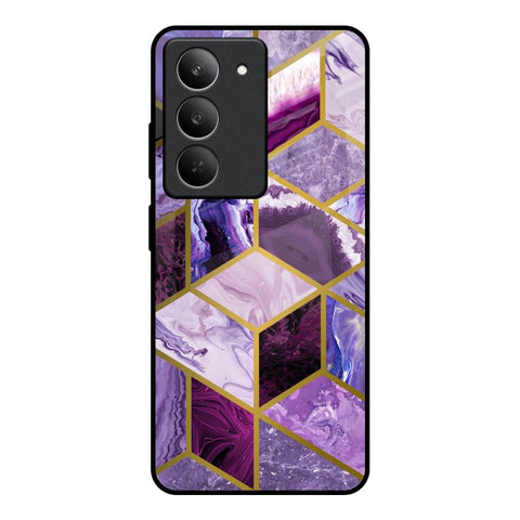 Purple Rhombus Marble Realme 14x 5G Glass Back Cover Online