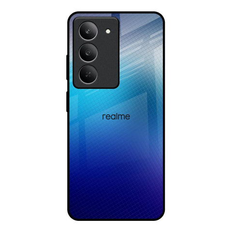 Blue Rhombus Pattern Realme 14x 5G Glass Back Cover Online