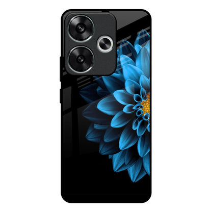 Half Blue Flower Poco F6 5G Glass Back Cover Online