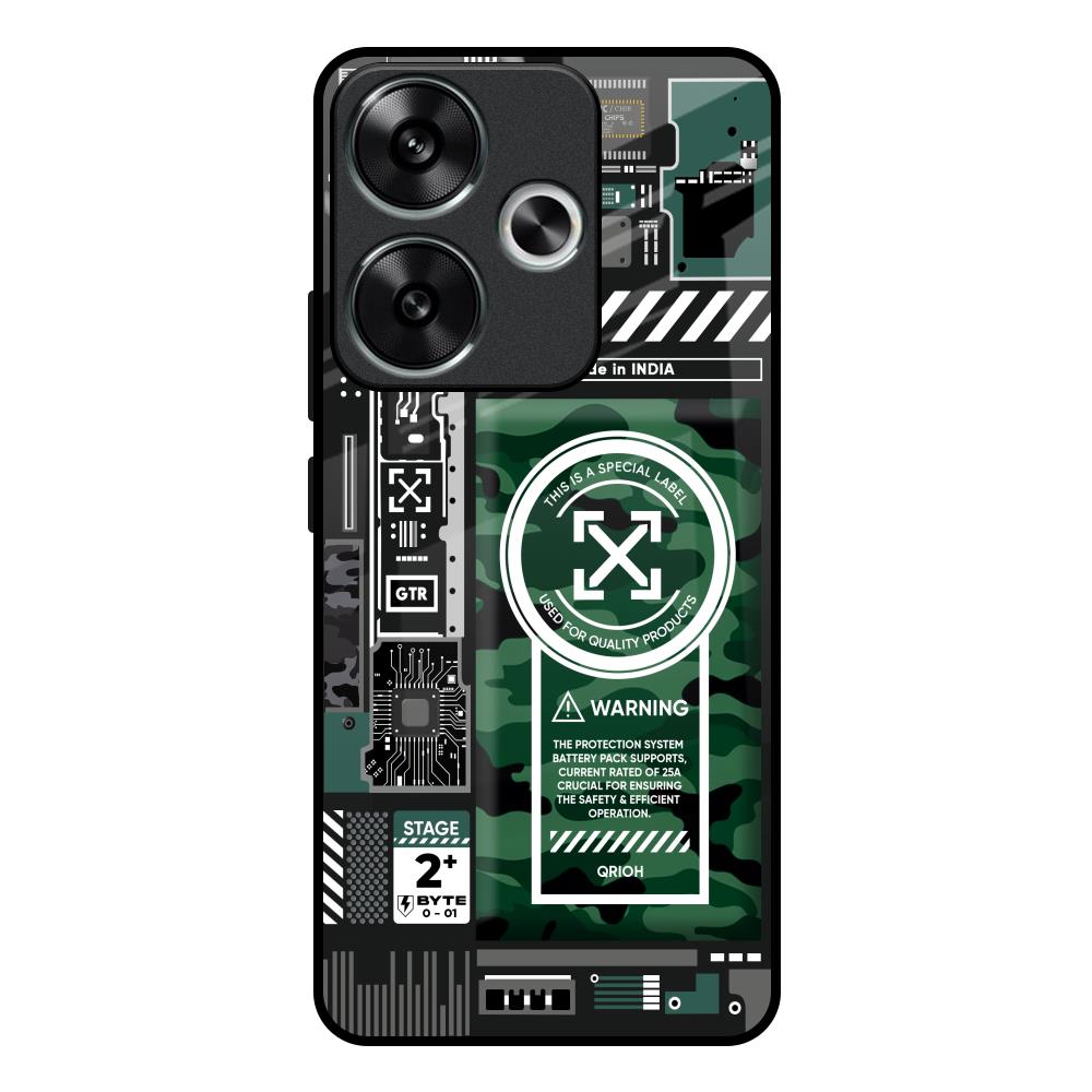 Green Camo Circuit Poco F6 5G Glass Back Cover Online
