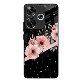 Floral Black Band Poco F6 5G Glass Back Cover Online