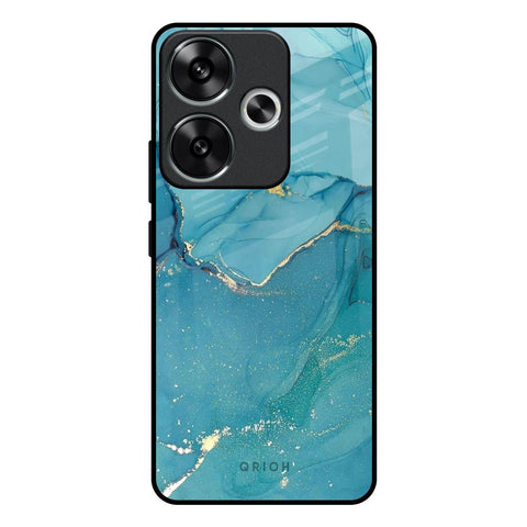 Blue Golden Glitter Poco F6 5G Glass Back Cover Online