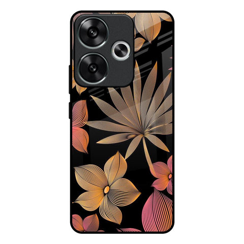 Lines Pattern Flowers Poco F6 5G Glass Back Cover Online