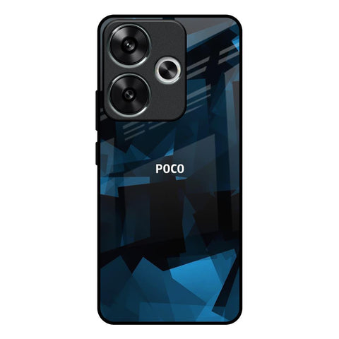 Polygonal Blue Box Poco F6 5G Glass Back Cover Online