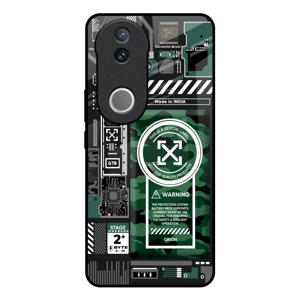Green Camo Circuit Vivo V50e 5G Glass Back Cover Online