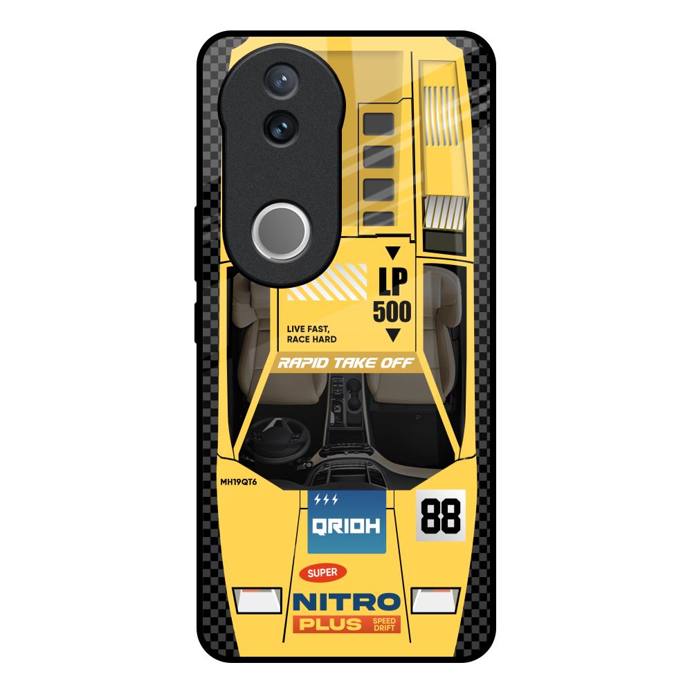 Yellow Racing Car Vivo V50e 5G Glass Back Cover Online