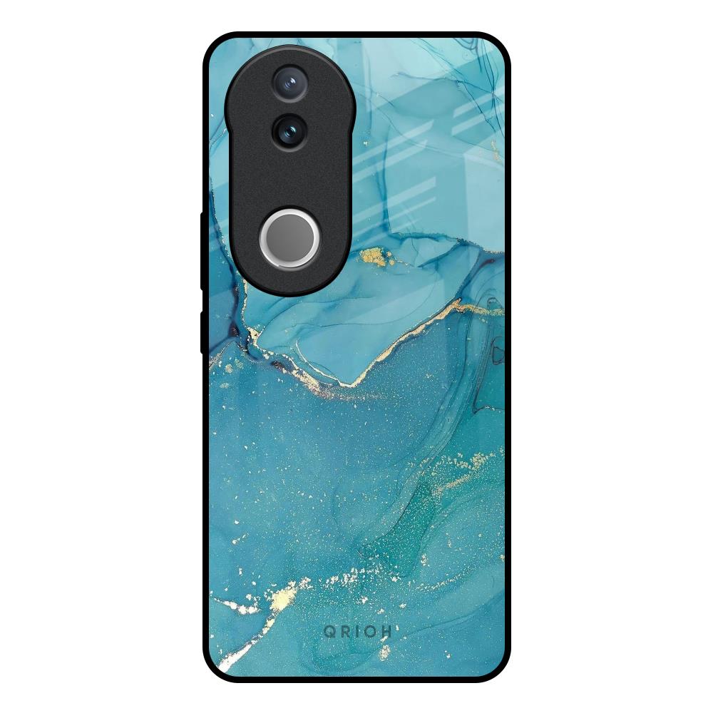 Blue Golden Glitter Vivo V50e 5G Glass Back Cover Online