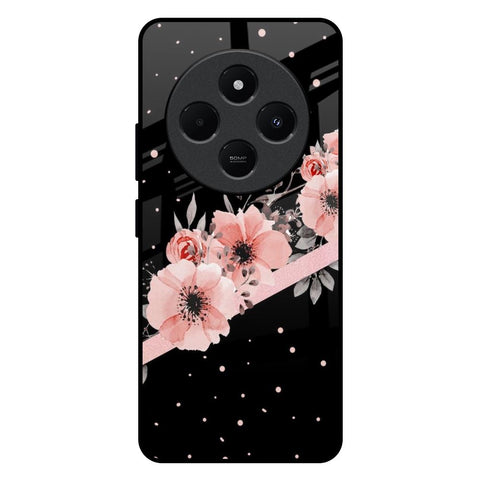 Floral Black Band Redmi 14C 5G Glass Back Cover Online