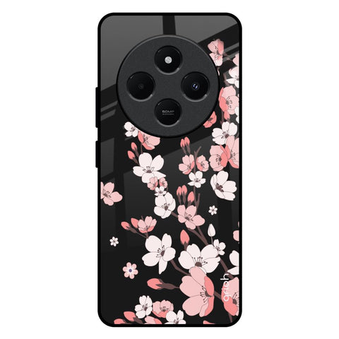 Black Cherry Blossom Redmi 14C 5G Glass Back Cover Online