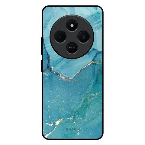 Blue Golden Glitter Redmi 14C 5G Glass Back Cover Online