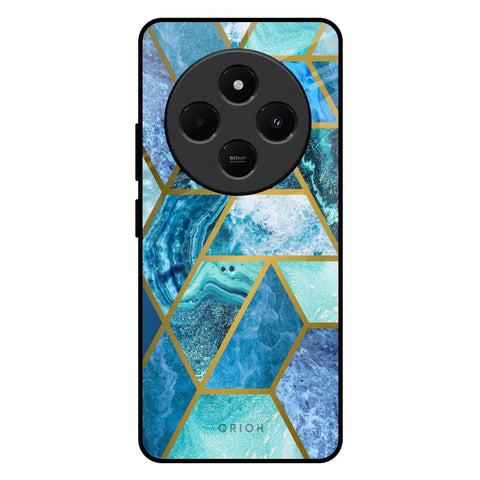 Turquoise Geometrical Marble Redmi 14C 5G Glass Back Cover Online