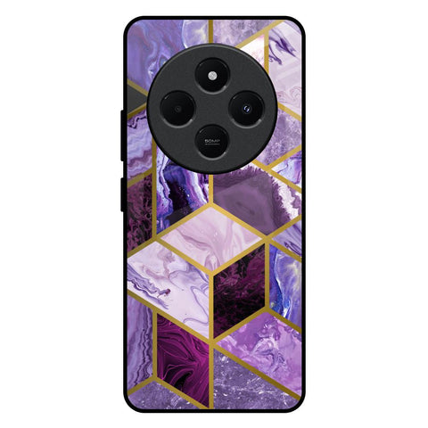 Purple Rhombus Marble Redmi 14C 5G Glass Back Cover Online