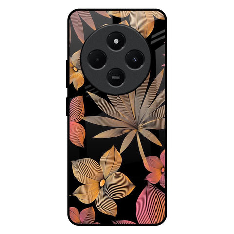Lines Pattern Flowers Redmi 14C 5G Glass Back Cover Online