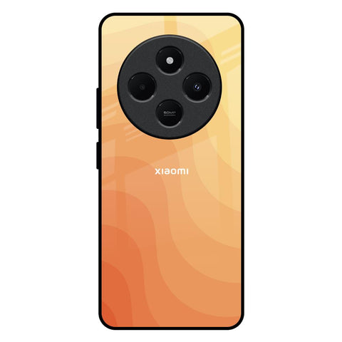 Orange Curve Pattern Redmi 14C 5G Glass Back Cover Online