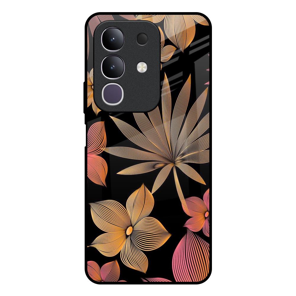 Lines Pattern Flowers Vivo T4x 5G Glass Back Cover Online