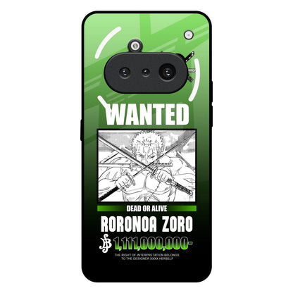 Zoro Wanted Nothing Phone 3a Glass Back Cover Online