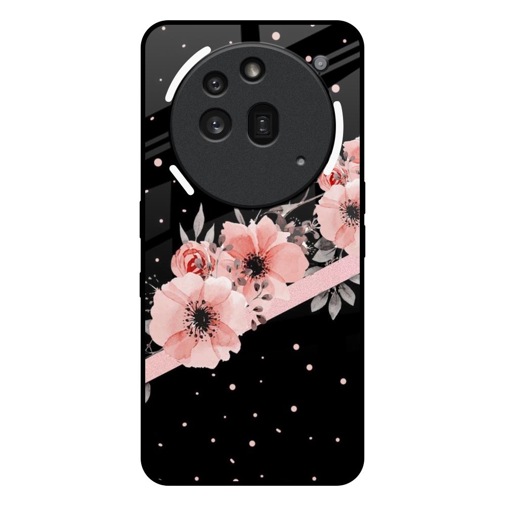 Floral Black Band Nothing Phone 3a Pro Glass Back Cover Online