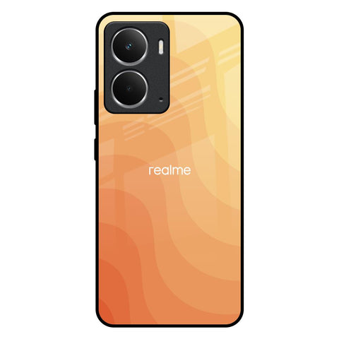 Orange Curve Pattern Realme P3 5G Glass Back Cover Online