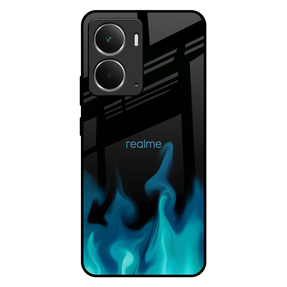 Teal Flames Realme P3 5G Glass Back Cover Online
