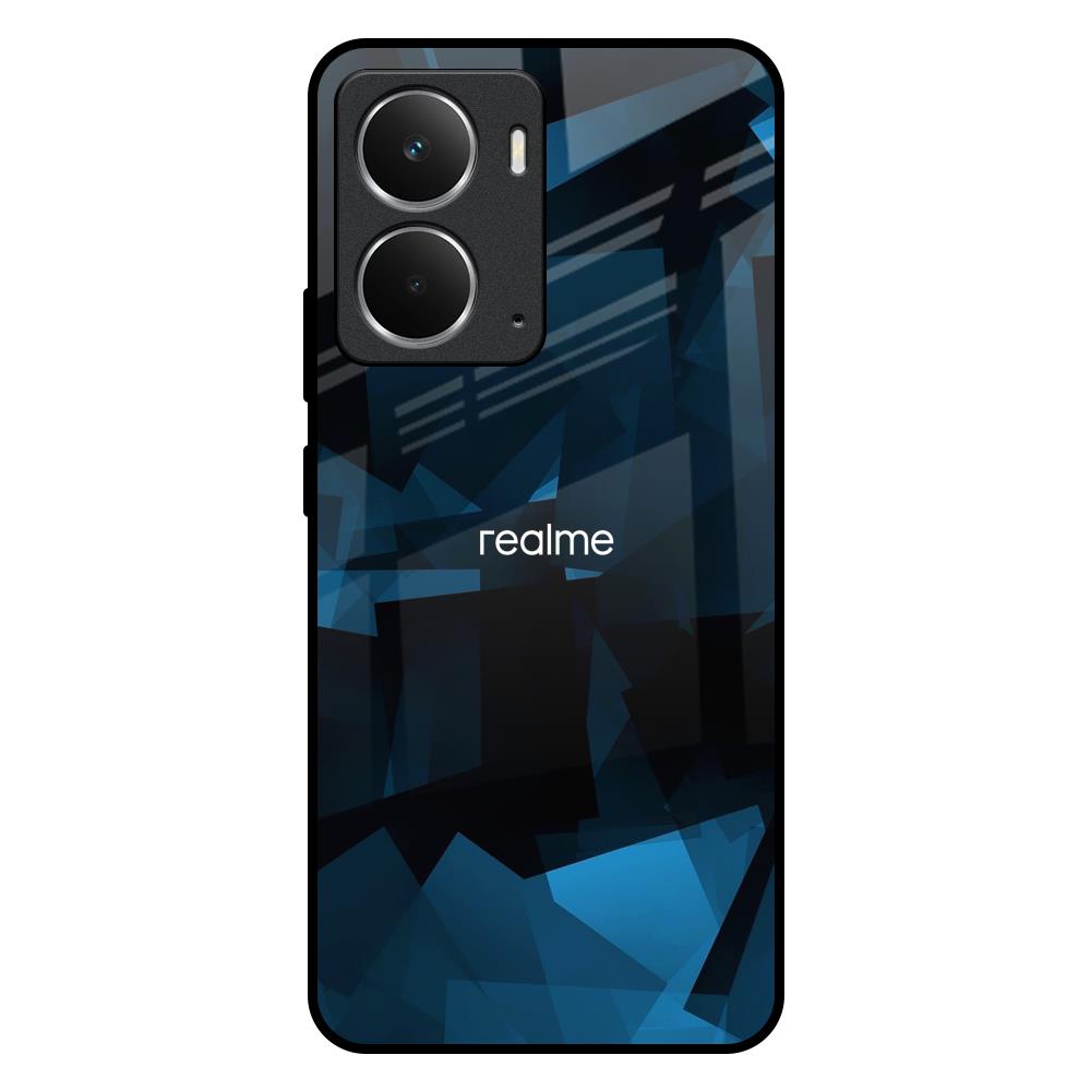 Polygonal Blue Box Realme P3 5G Glass Back Cover Online