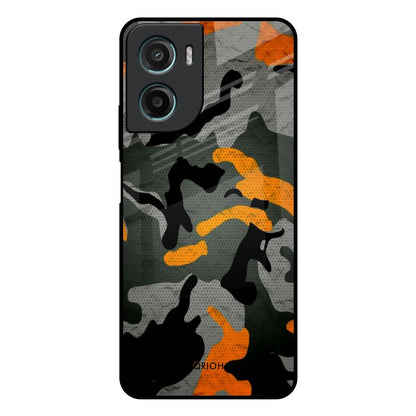 Camouflage Orange Motorola G05 Glass Back Cover Online