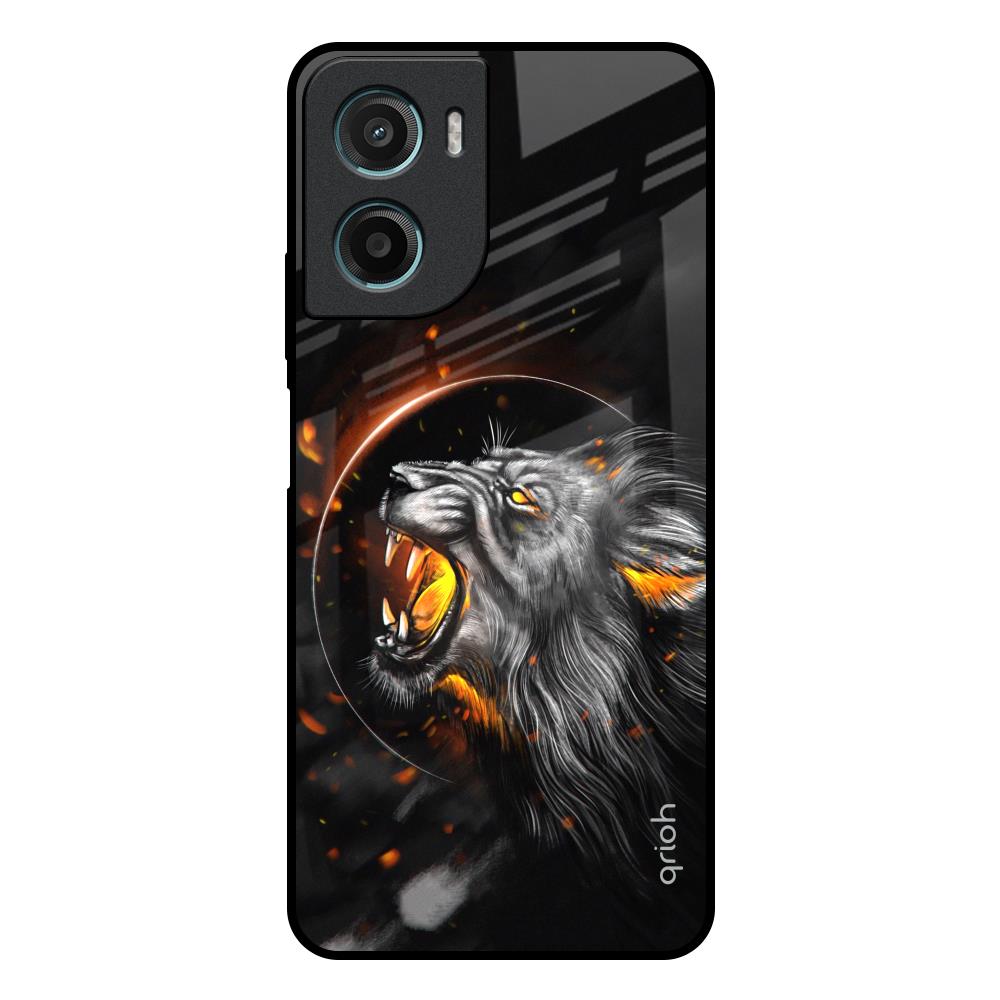 Aggressive Lion Motorola G05 Glass Back Cover Online