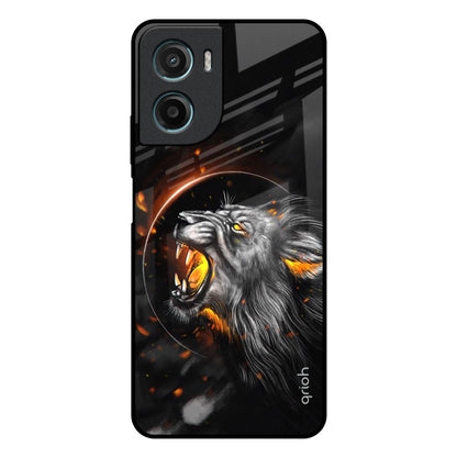 Aggressive Lion Motorola G05 Glass Back Cover Online