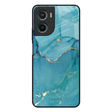 Blue Golden Glitter Motorola G05 Glass Back Cover Online