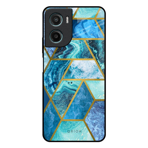 Turquoise Geometrical Marble Motorola G05 Glass Back Cover Online