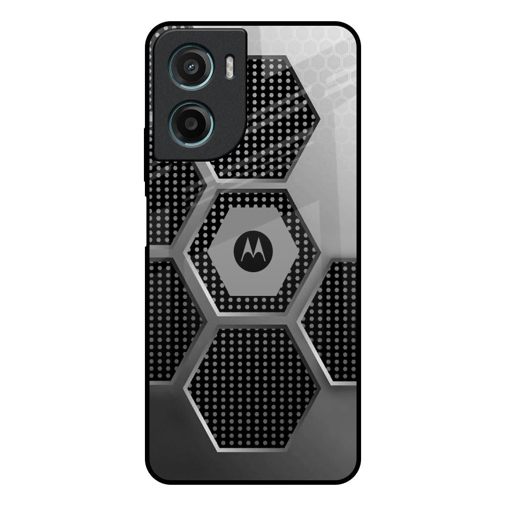 Hexagon Style Motorola G05 Glass Back Cover Online