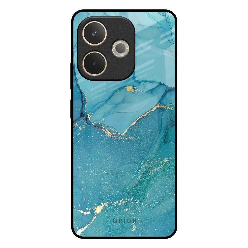 Blue Golden Glitter Oppo A5 Pro 5G Glass Back Cover Online