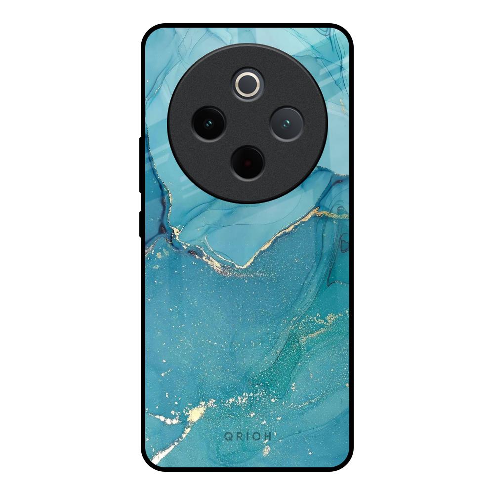 Blue Golden Glitter Vivo T4 5G Glass Back Cover Online