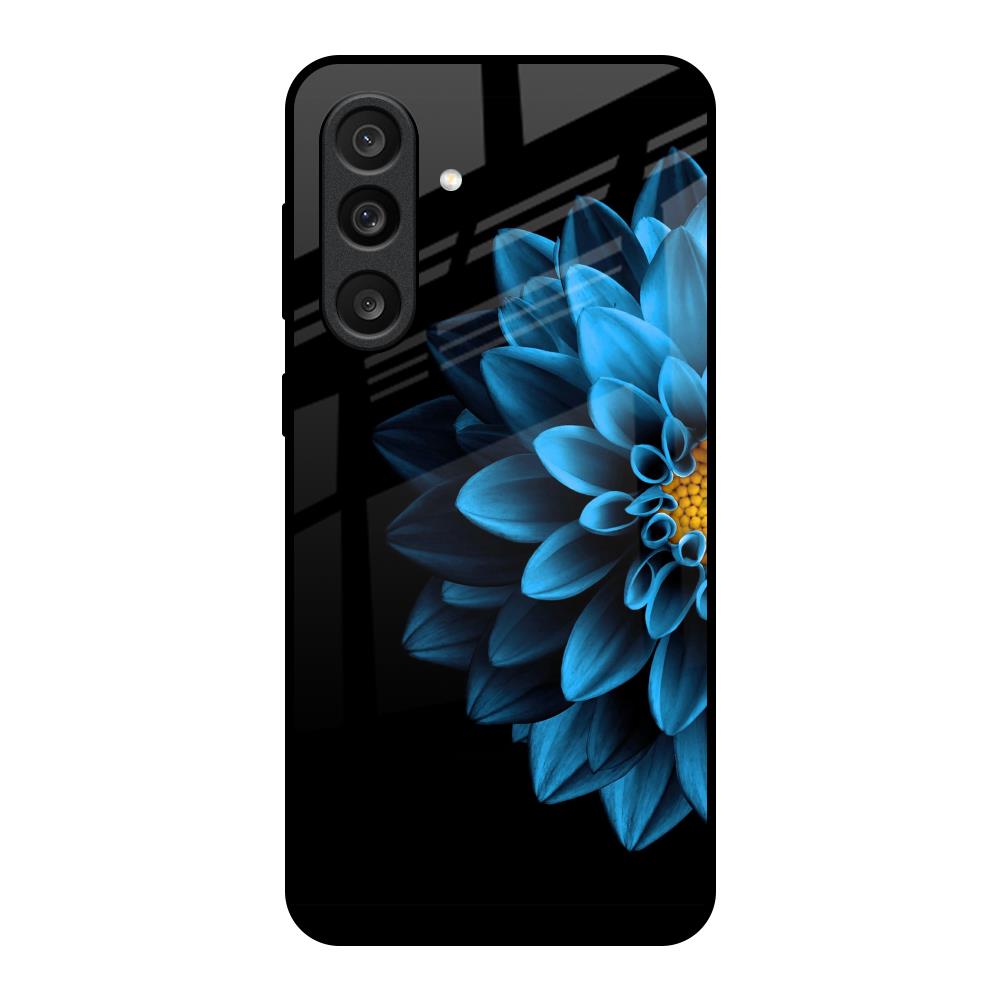 Half Blue Flower Samsung Galaxy M56 5G Glass Back Cover Online
