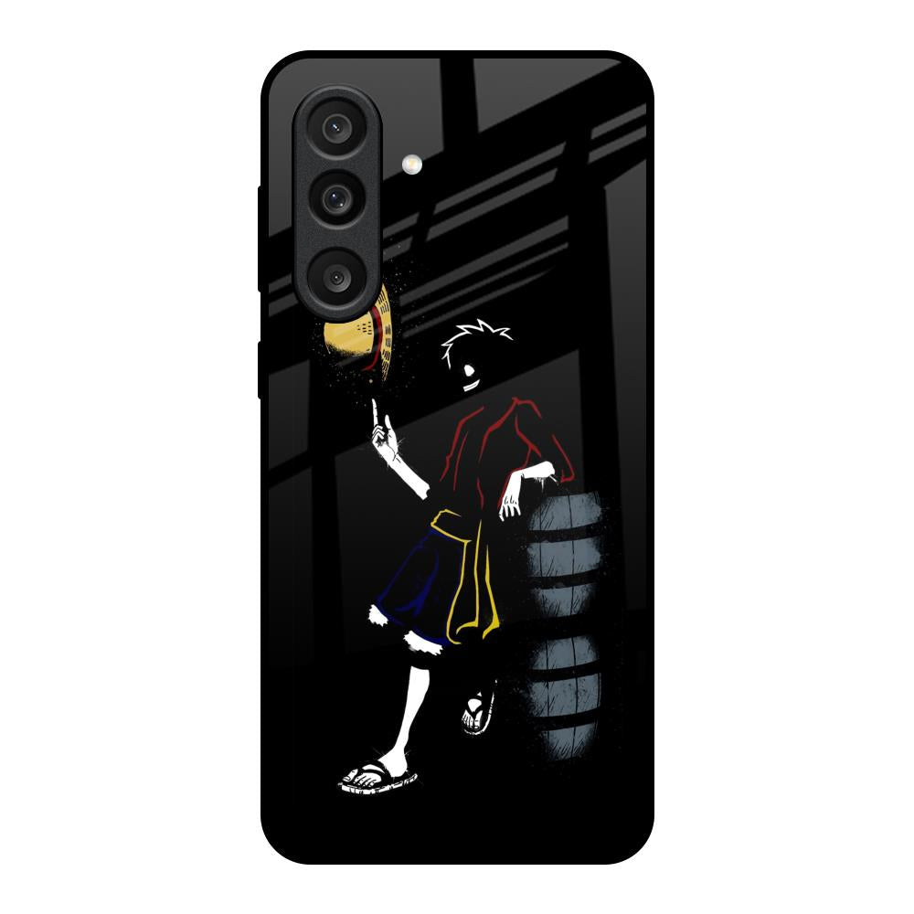 Luffy Line Art Samsung Galaxy M56 5G Glass Back Cover Online