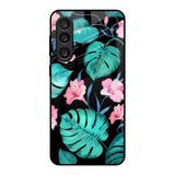 Tropical Leaves & Pink Flowers Samsung Galaxy M56 5G Glass Back Cover Online