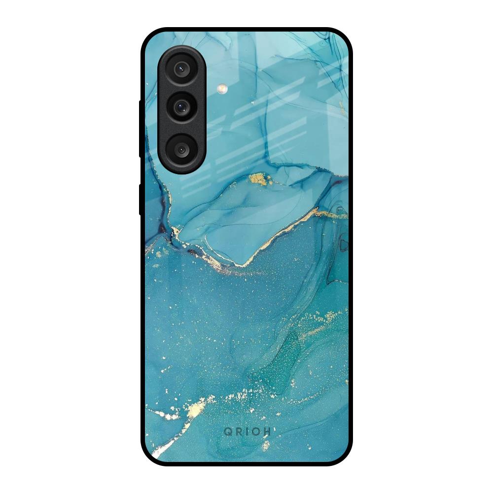 Blue Golden Glitter Samsung Galaxy M56 5G Glass Back Cover Online
