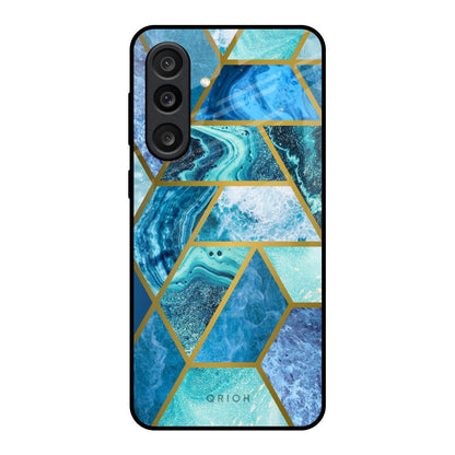 Turquoise Geometrical Marble Samsung Galaxy M56 5G Glass Back Cover Online
