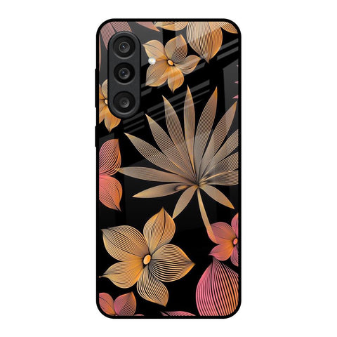 Lines Pattern Flowers Samsung Galaxy M56 5G Glass Back Cover Online