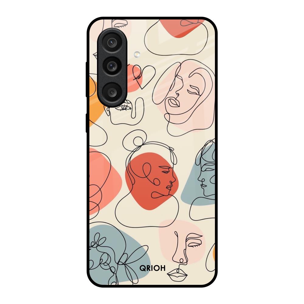 Abstract Faces Samsung Galaxy F56 5G Glass Back Cover Online
