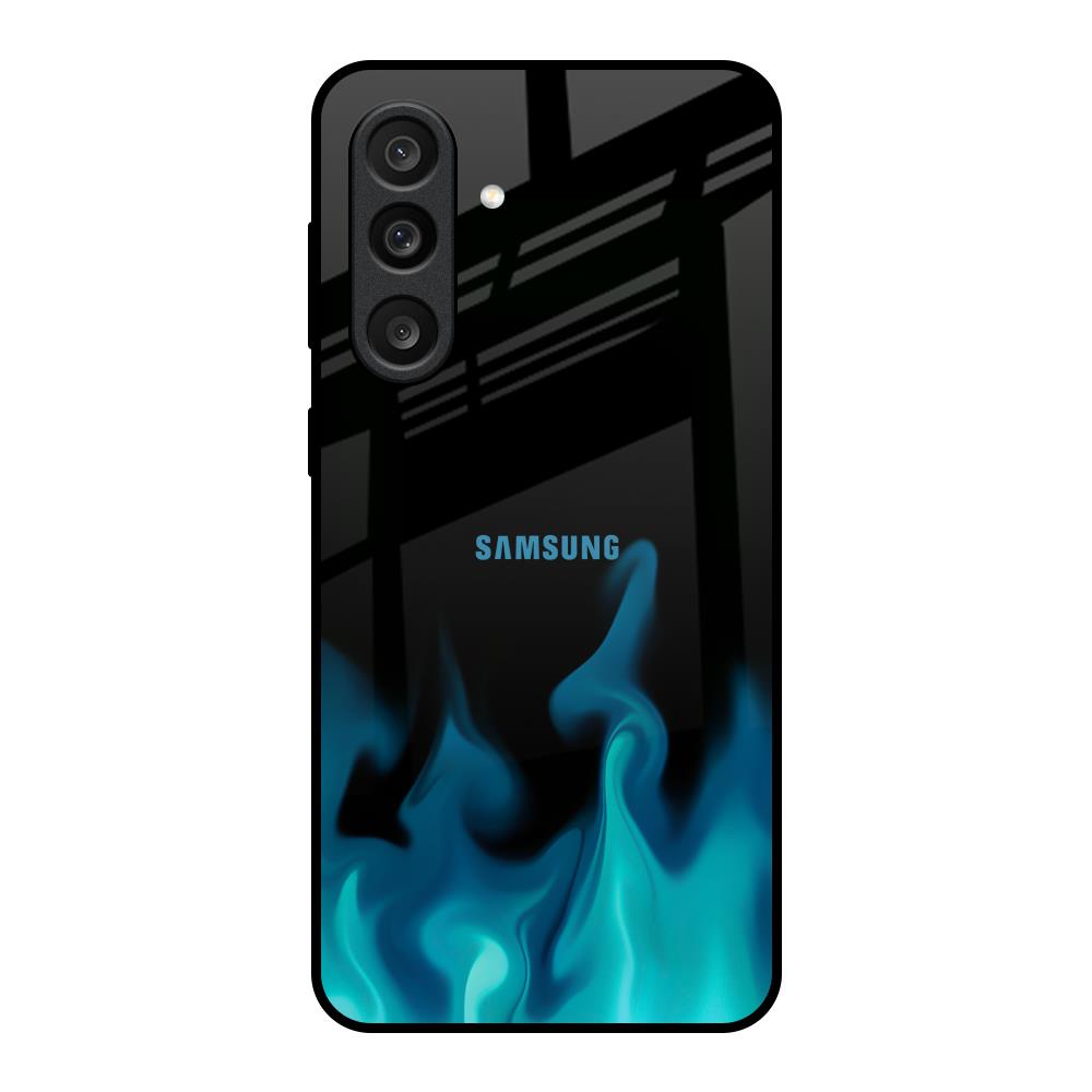 Teal Flames Samsung Galaxy F56 5G Glass Back Cover Online