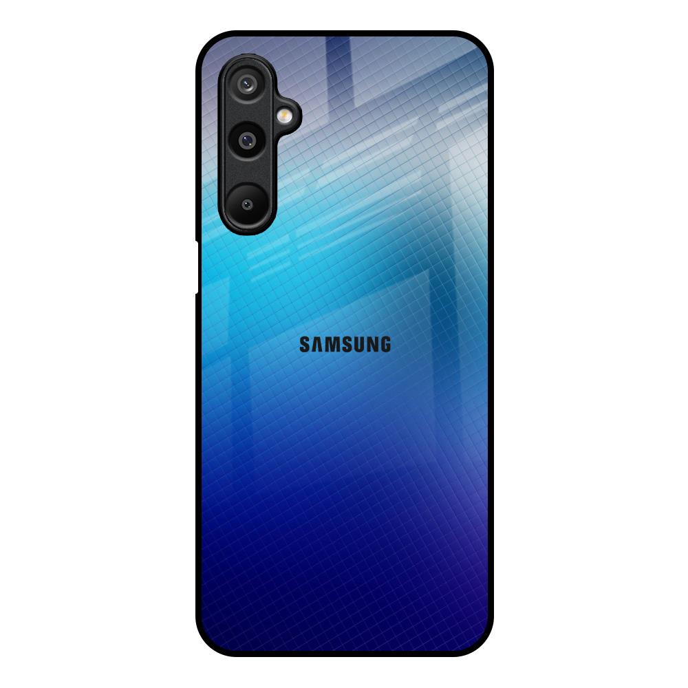 Blue Rhombus Pattern Samsung Galaxy F16 5G Glass Back Cover Online