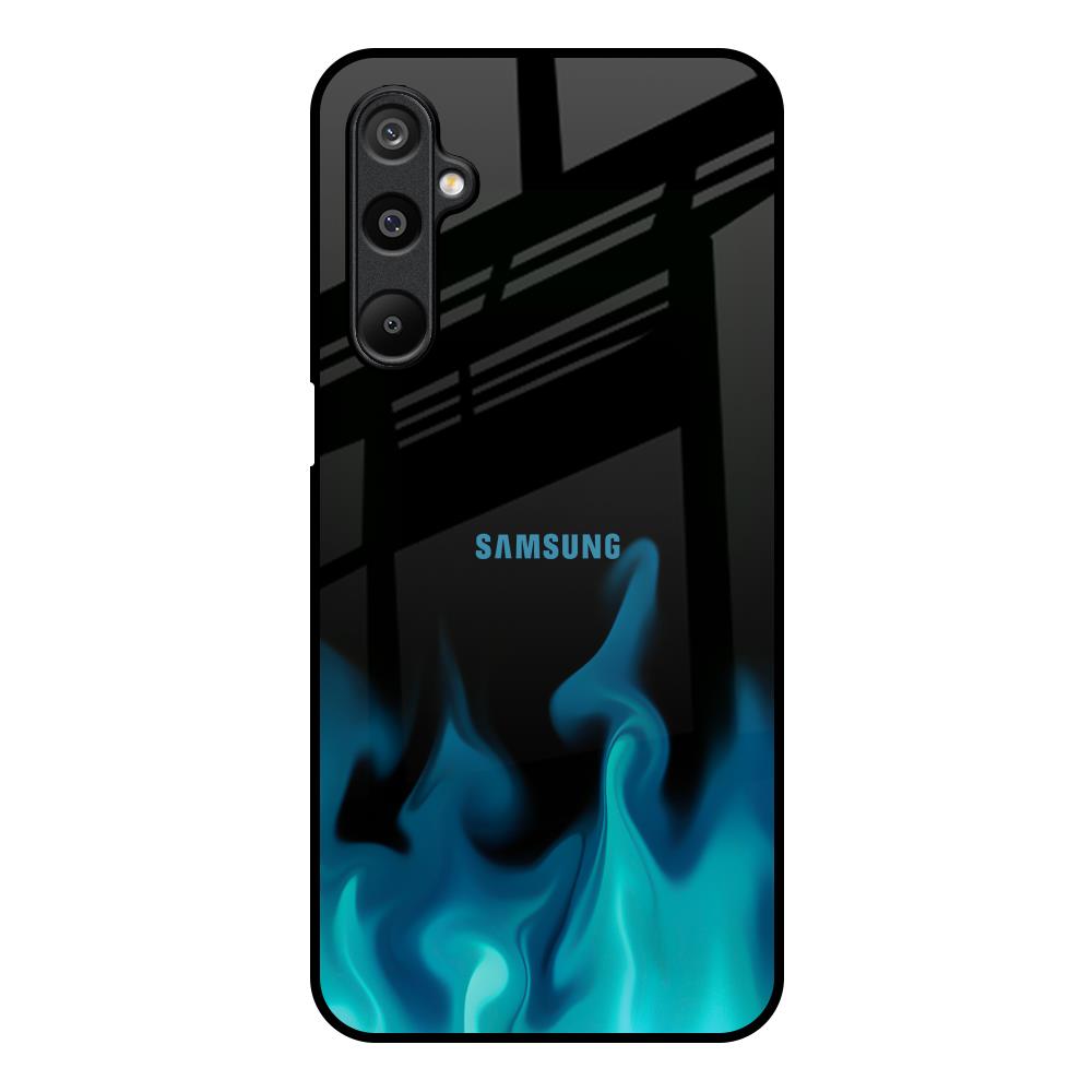 Teal Flames Samsung Galaxy F16 5G Glass Back Cover Online