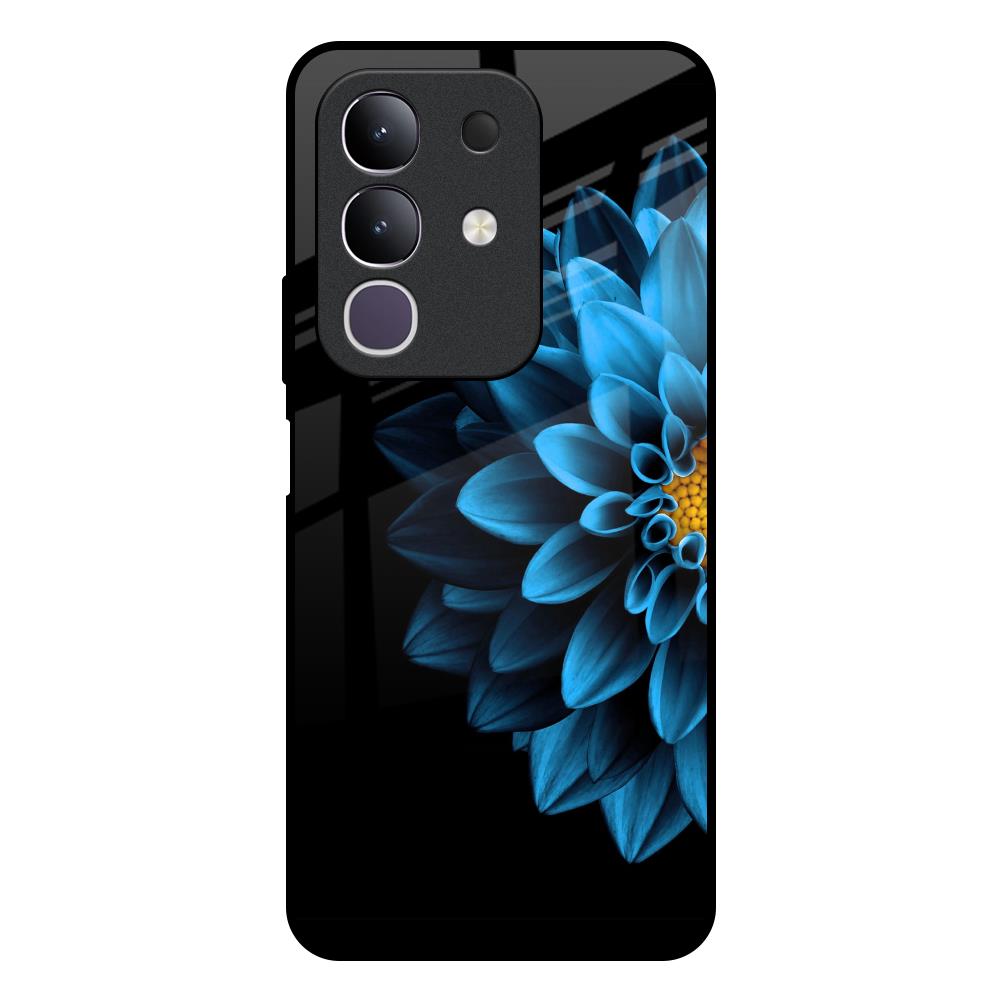 Half Blue Flower IQOO Z10x 5G Glass Back Cover Online