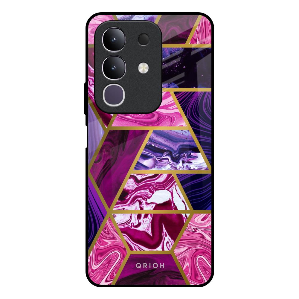 Electroplated Geometric Marble IQOO Z10x 5G Glass Back Cover Online