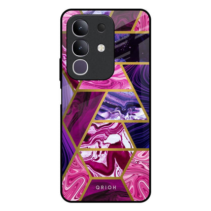 Electroplated Geometric Marble IQOO Z10x 5G Glass Back Cover Online