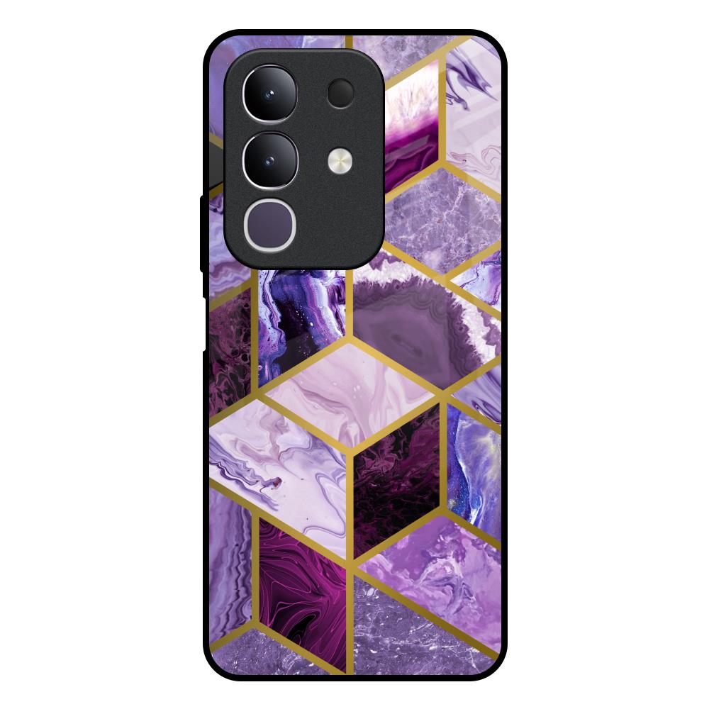 Purple Rhombus Marble IQOO Z10x 5G Glass Back Cover Online