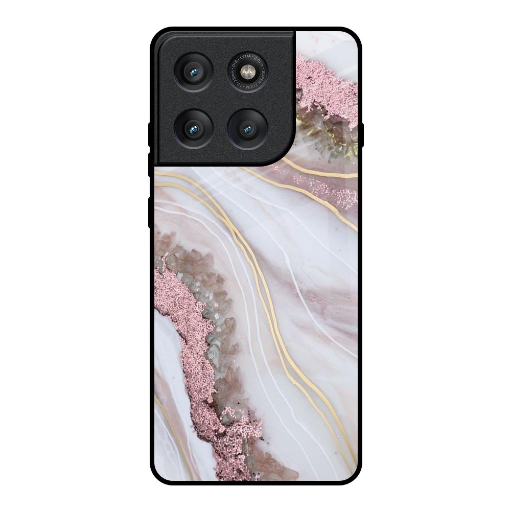 Pink & Gold Gllitter Marble Motorola Edge 60 Pro Glass Back Cover Online
