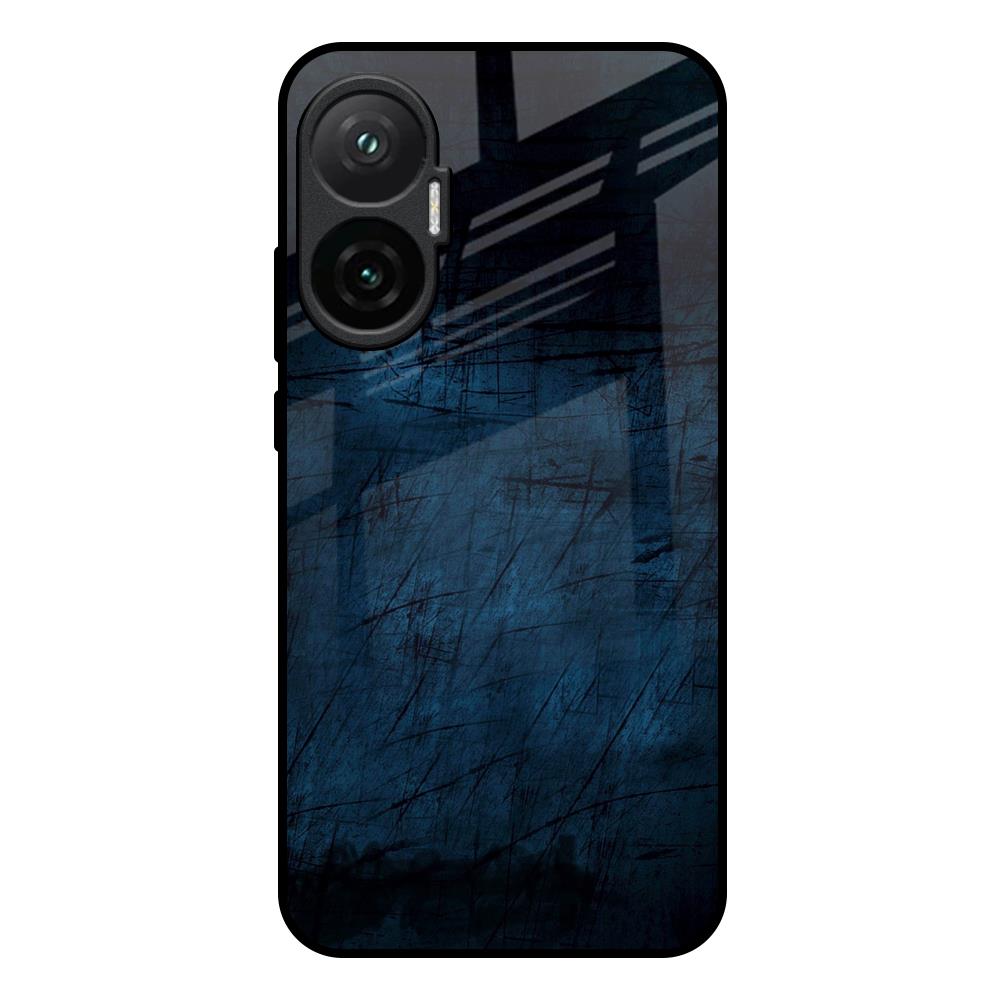 Dark Blue Grunge Poco F7 5G Glass Back Cover Online