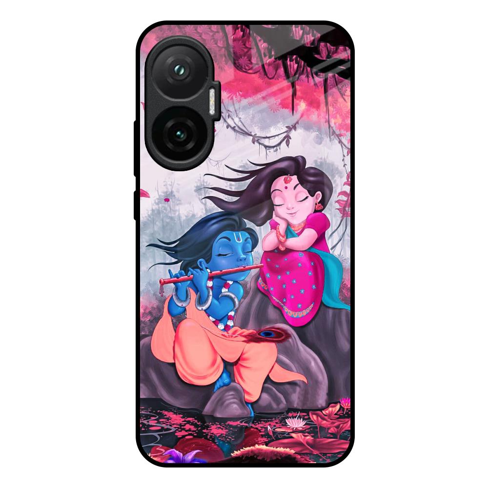 Radha Krishna Art Poco F7 5G Glass Back Cover Online