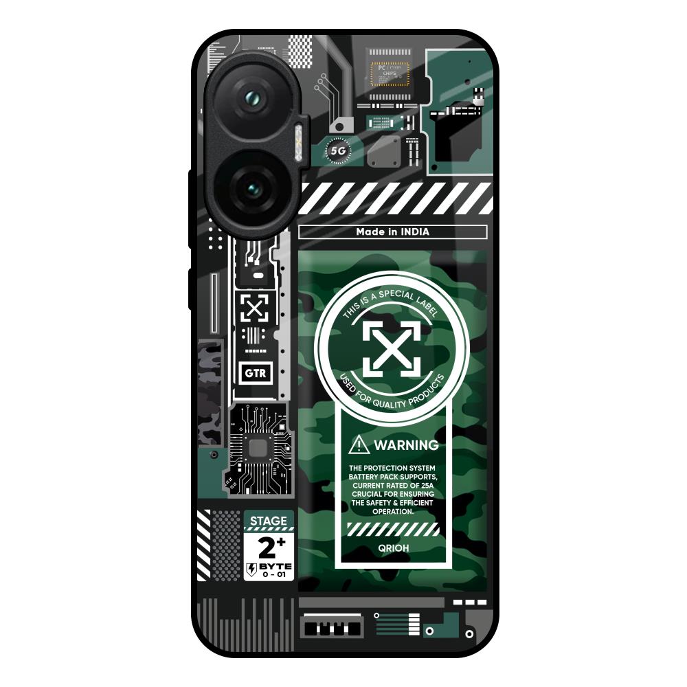 Green Camo Circuit Poco F7 5G Glass Back Cover Online